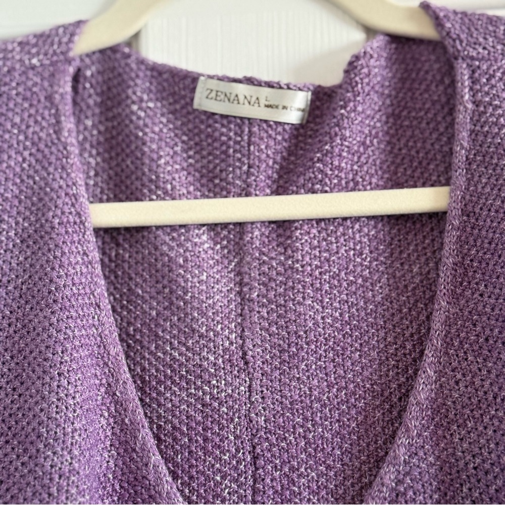 Zenana Outfitters Lavender V-Neck Sweater Large - Picture 7 of 12